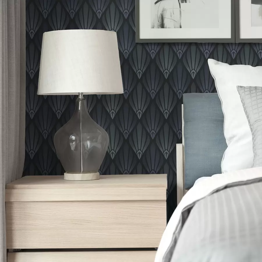 fotószőnyeg Hűvös kék-szürke Art Deco, legyező alakú formákkal a01064v3