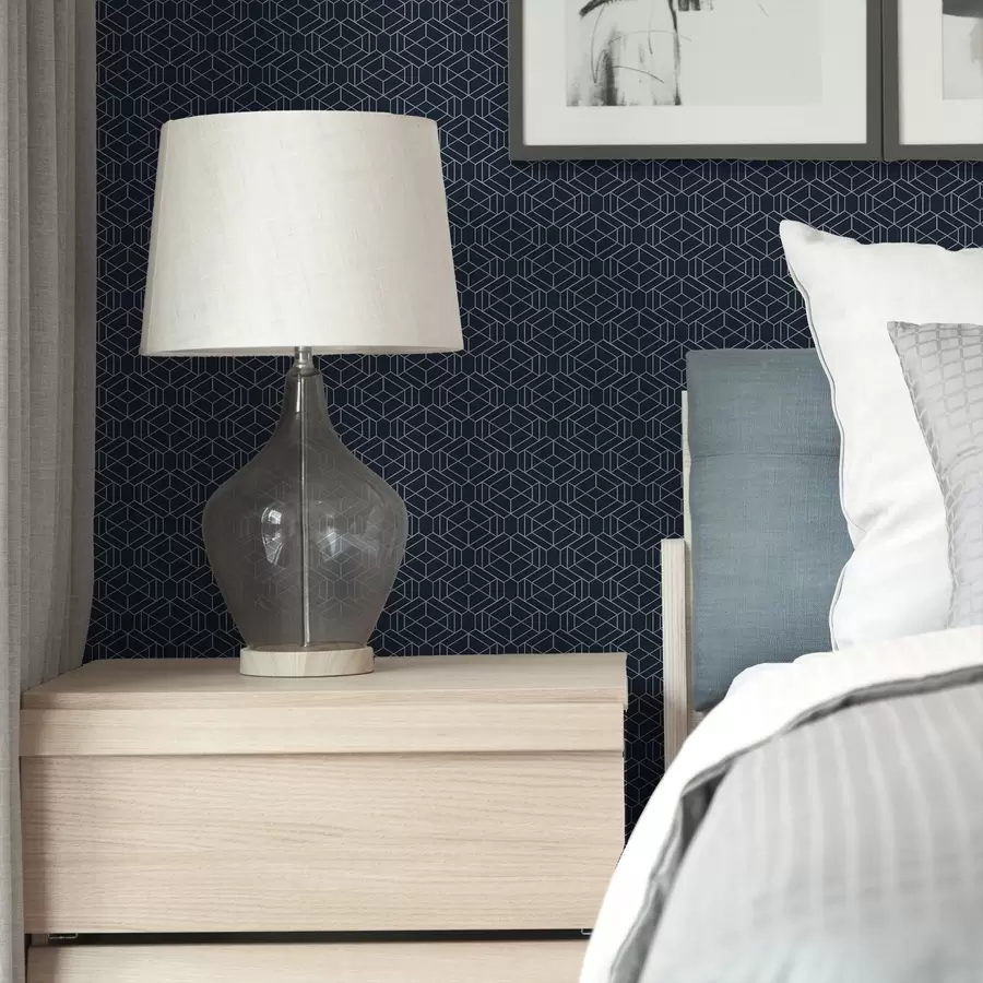 fotószőnyeg Sötétkék geometrikus kocka rács a01066v1