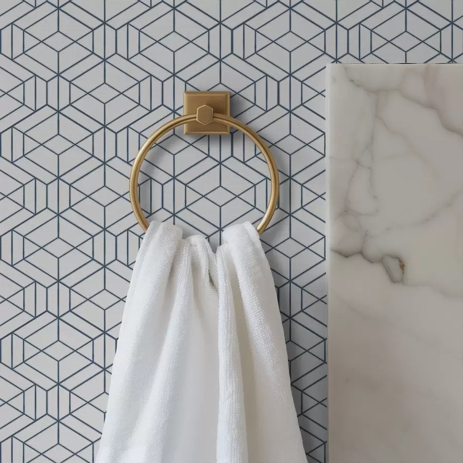 fotószőnyeg Fehér háttér kék háromdimenziós geometriai kockákkal a01067