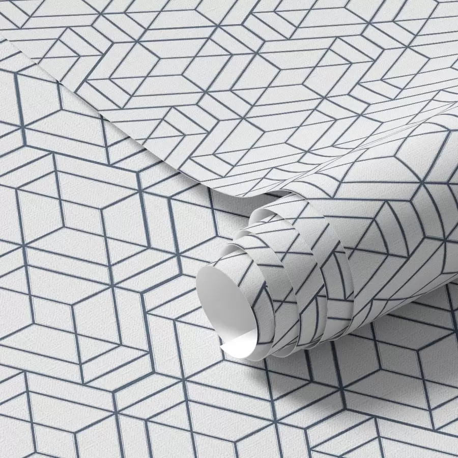 fotószőnyeg Fehér háttér kék háromdimenziós geometriai kockákkal a01067
