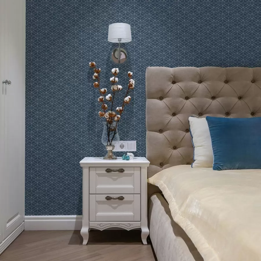 fotószőnyeg Kék háttér fehér lineáris kockákkal rácsban a01067v1