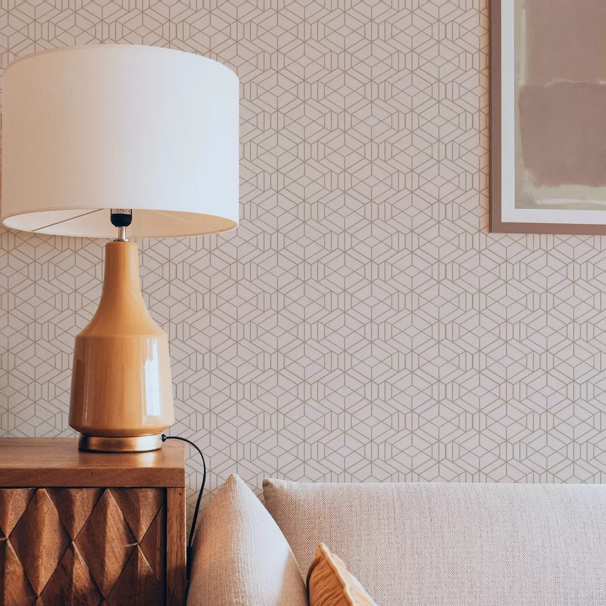 Háttérkép Meleg bézs háttér finom grafikus kockákkal a01067v3