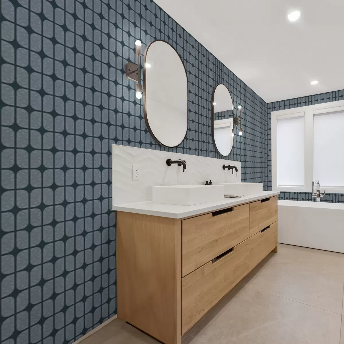 Háttérkép Sötétkék háttér szürke, lekerekített csempékből álló mozaikkal a01068v1