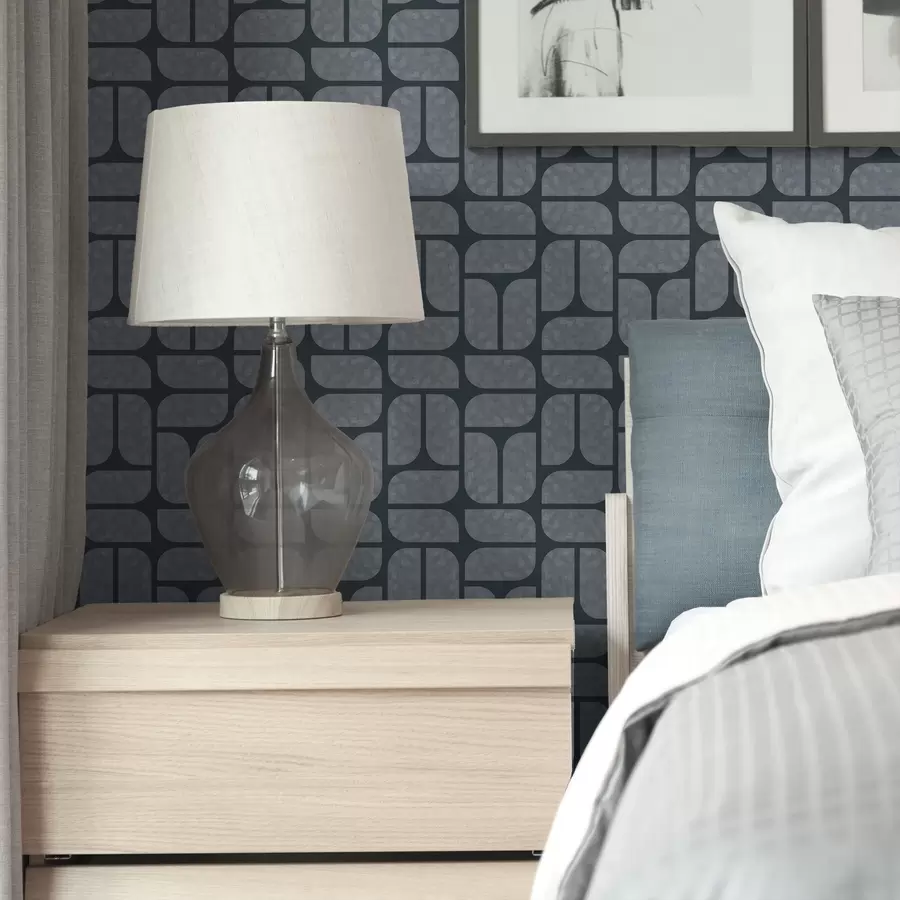 fotószőnyeg Sötét háttér szürke mozaikkal, lekerekített modulokkal a01069v1