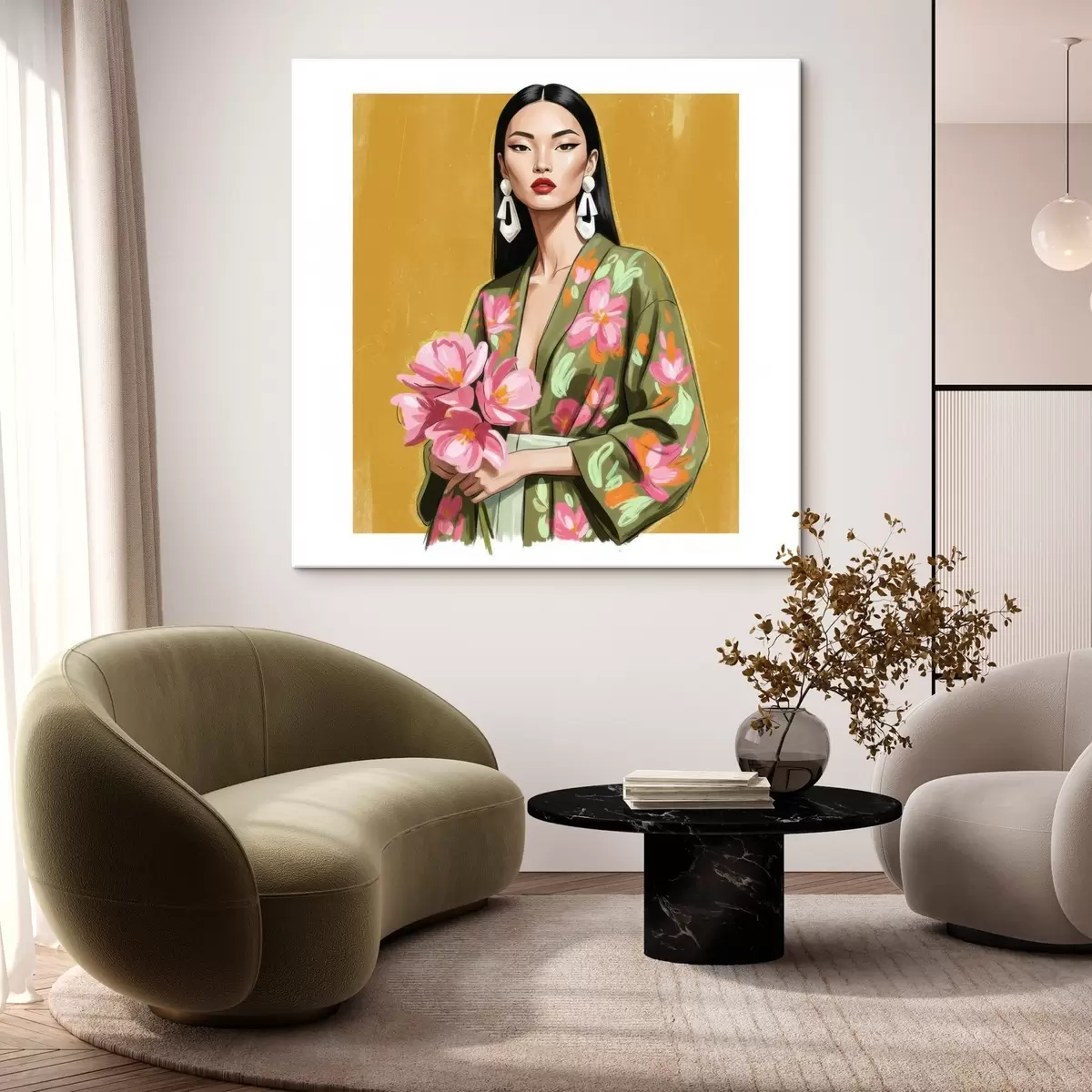 fotótapéta Lány virágcsokorral s46850