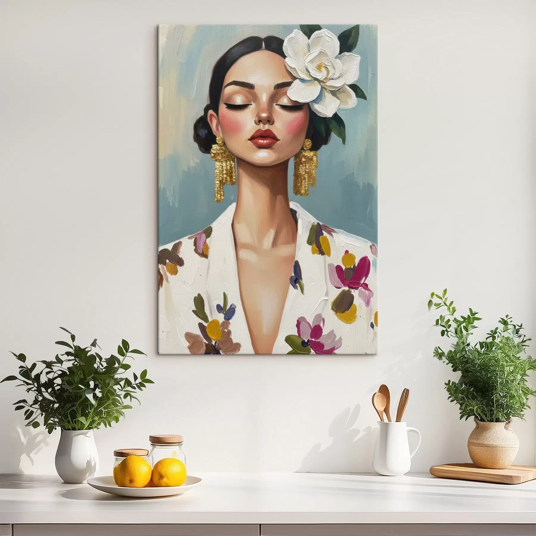 fotótapéta Lány virággal a hajában s46852