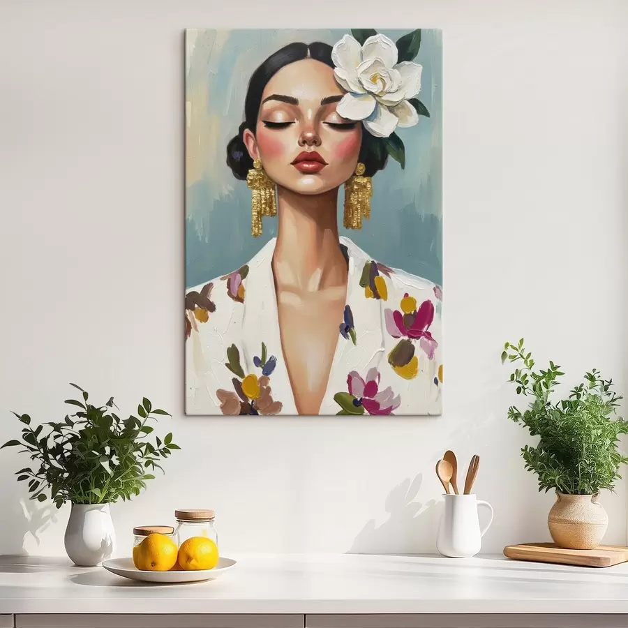 fotótapéta Lány virággal a hajában s46852