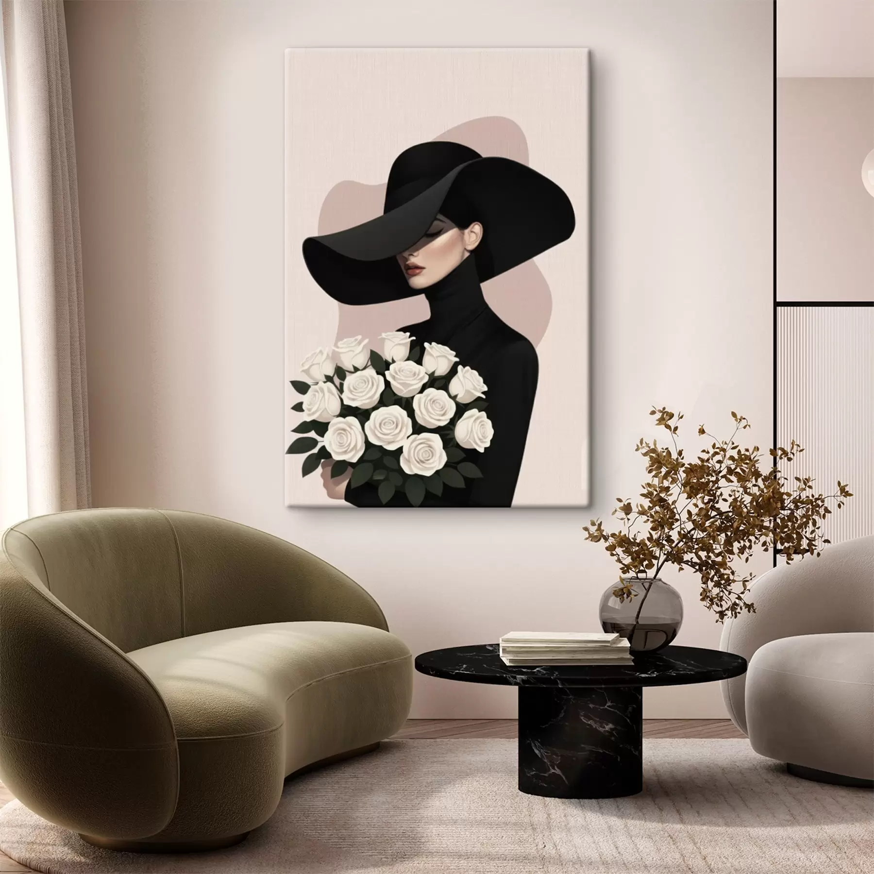 fotótapéta Rózsacsokorral álló lány s46854