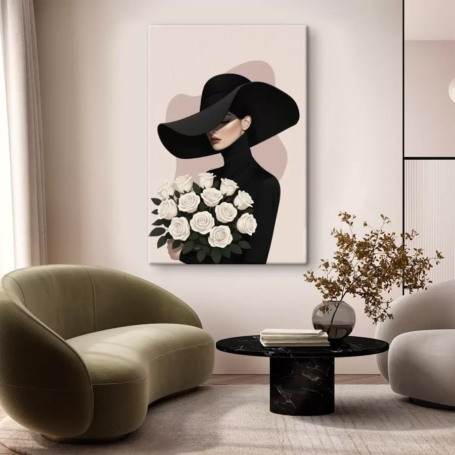 fotótapéta Rózsacsokorral álló lány s46854