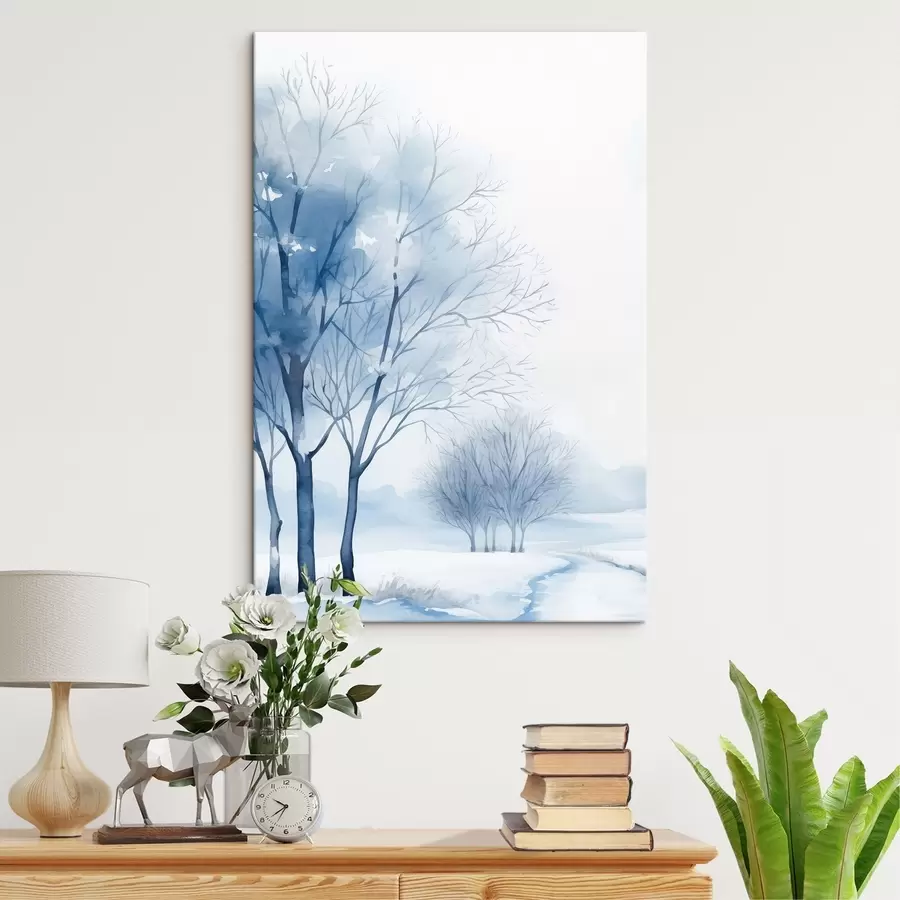 fotótapéta Hóval borított fák az erdőben s46965