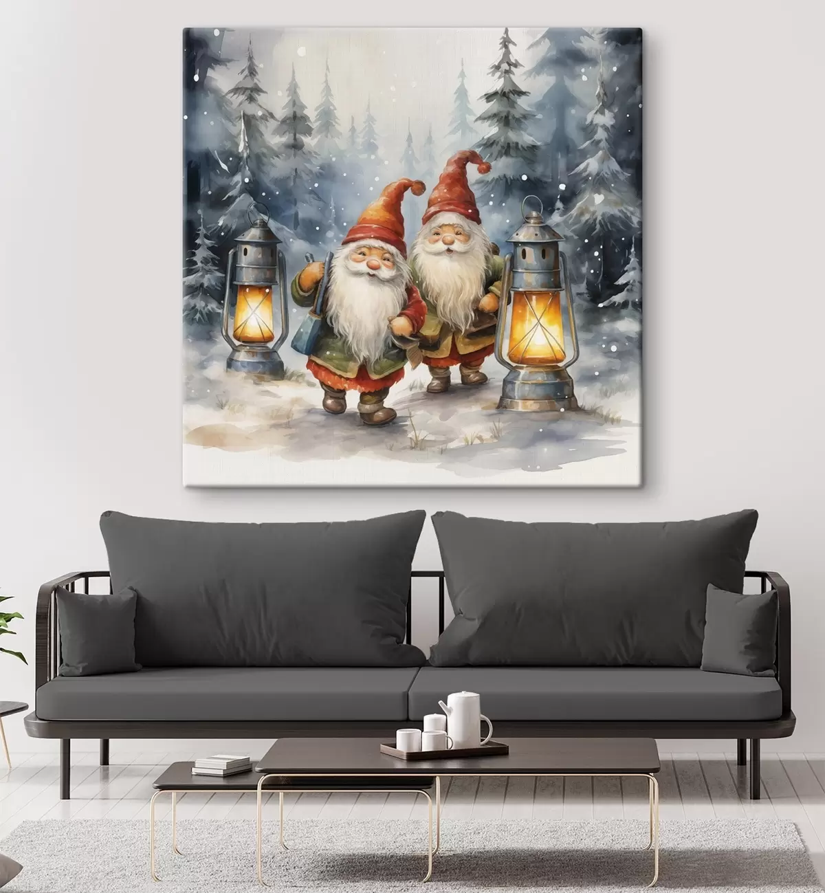 fotótapéta Újévi törpék, imitált akvarell s46970