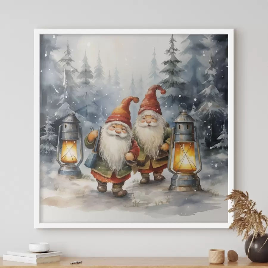fotószőnyeg Újévi törpék, imitált akvarell f46970