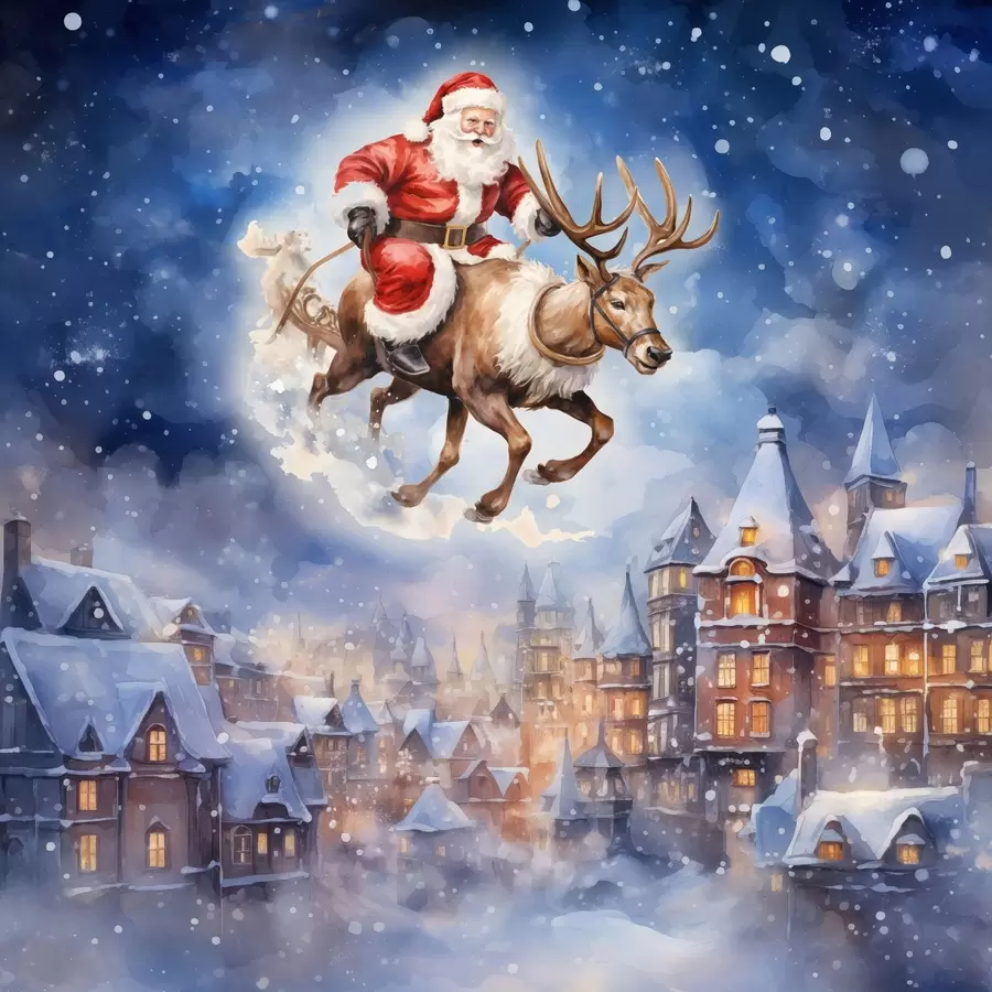 fotószőnyeg Mesés újév, Mikulás szánon f46972