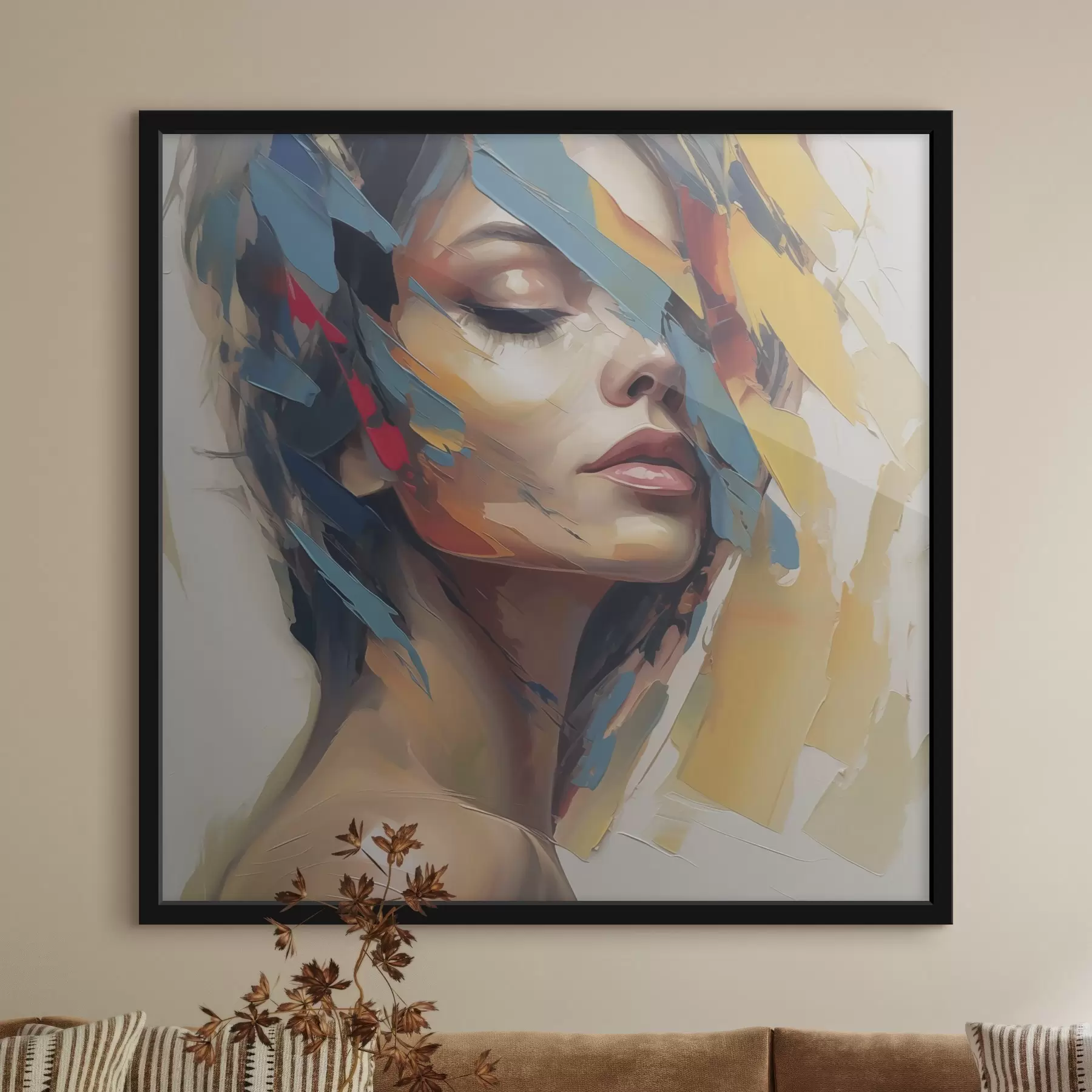 fotószőnyeg Absztrakt női portré festmény utánzat f46918