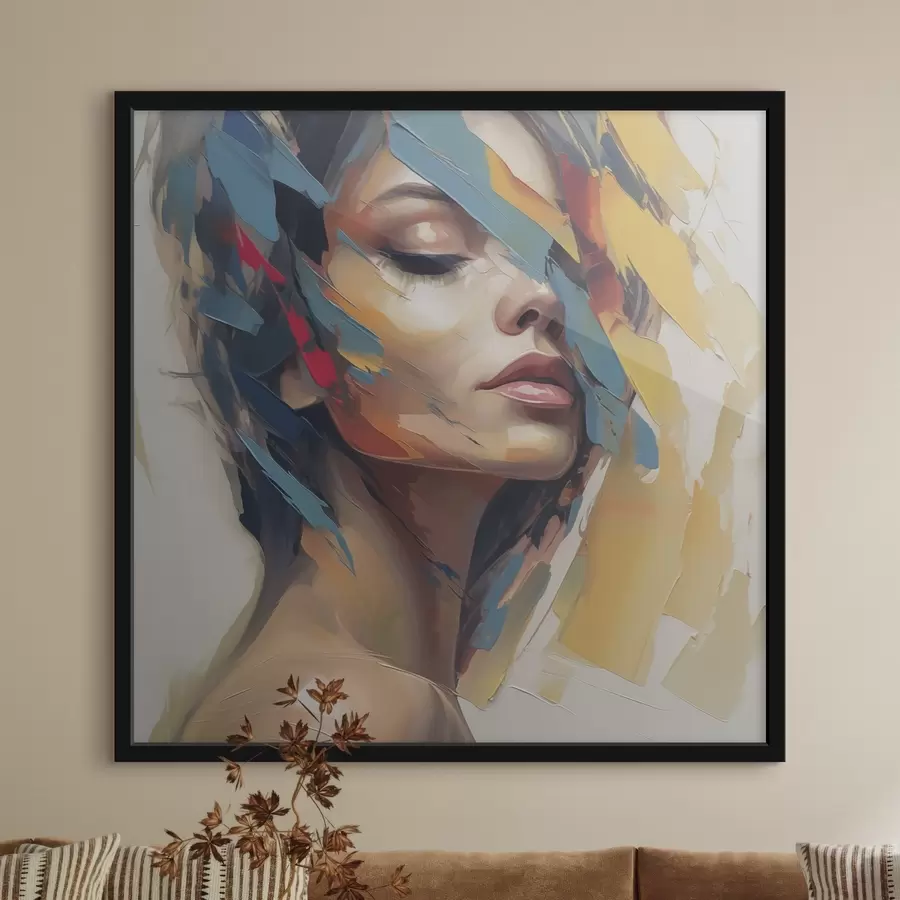 fotószőnyeg Absztrakt női portré festmény utánzat f46918