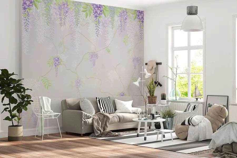 fotószőnyeg Elegáns virágmotívum pasztell árnyalatokban w01685