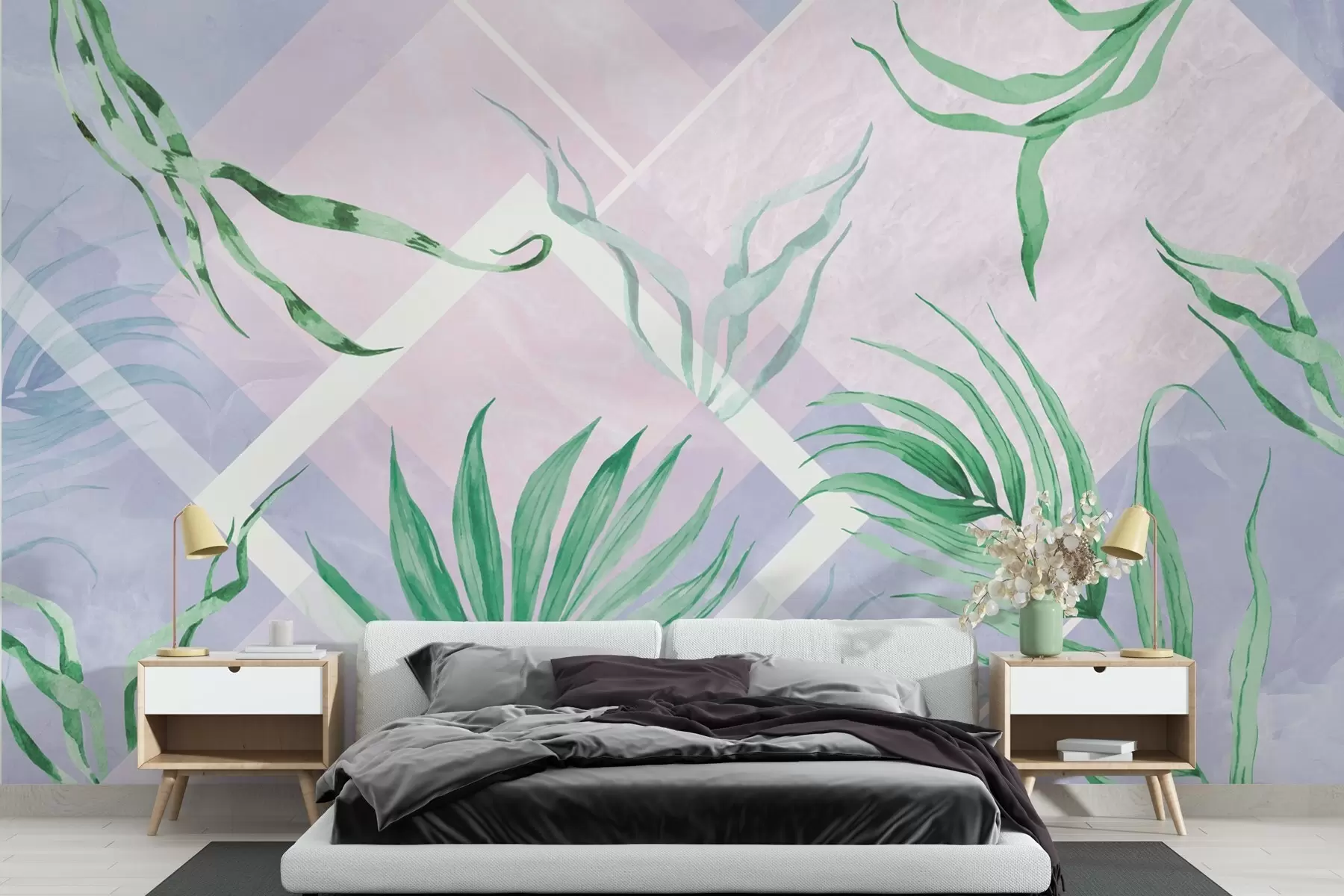fotószőnyeg Lush greens on soft pastel backdrop w01625