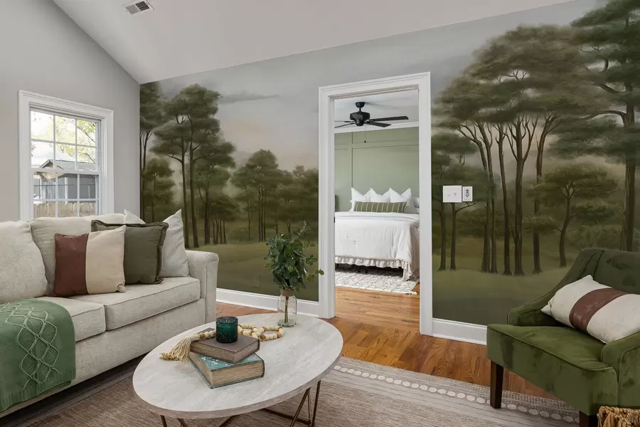 fotószőnyeg Nyugodt erdei táj lágy színekben w02193