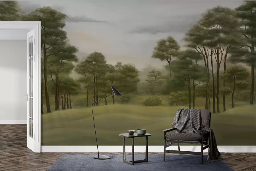 fotószőnyeg Nyugodt erdei táj lágy színekben w02193