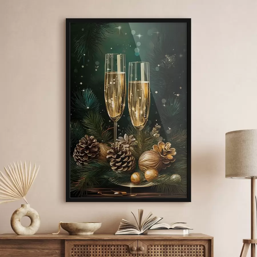 fotószőnyeg Újévi kompozíció, pezsgőspoharak f46981