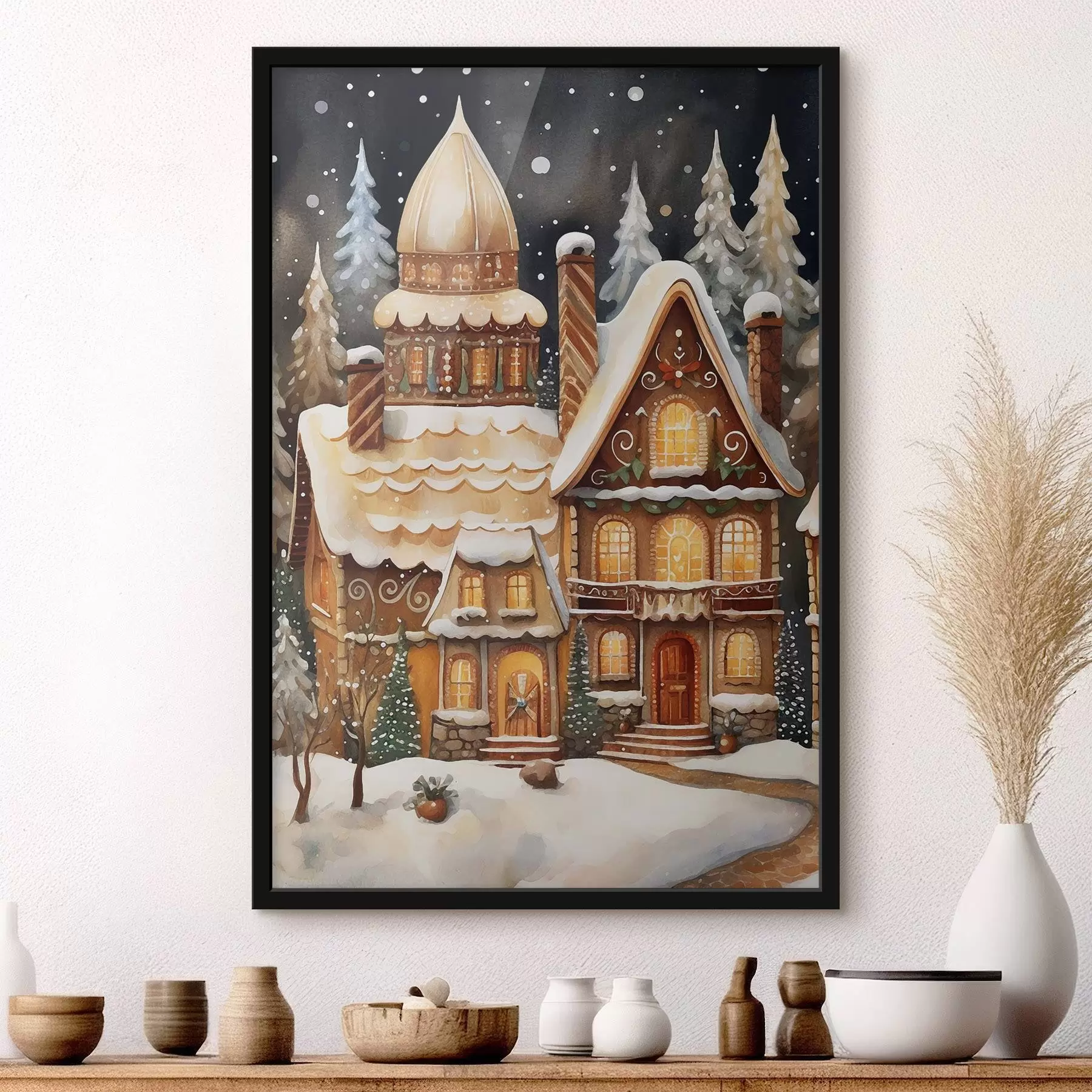 fotószőnyeg Hóval borított házak az erdőben f46985