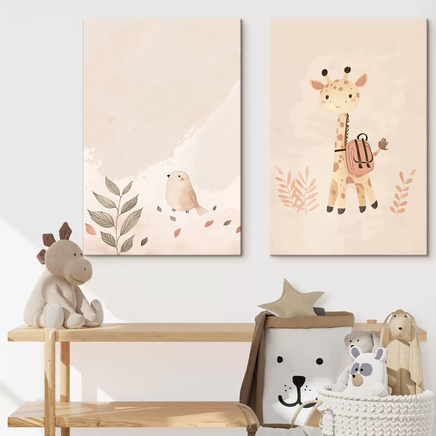 fotótapéta Zsiráf és madár m01148