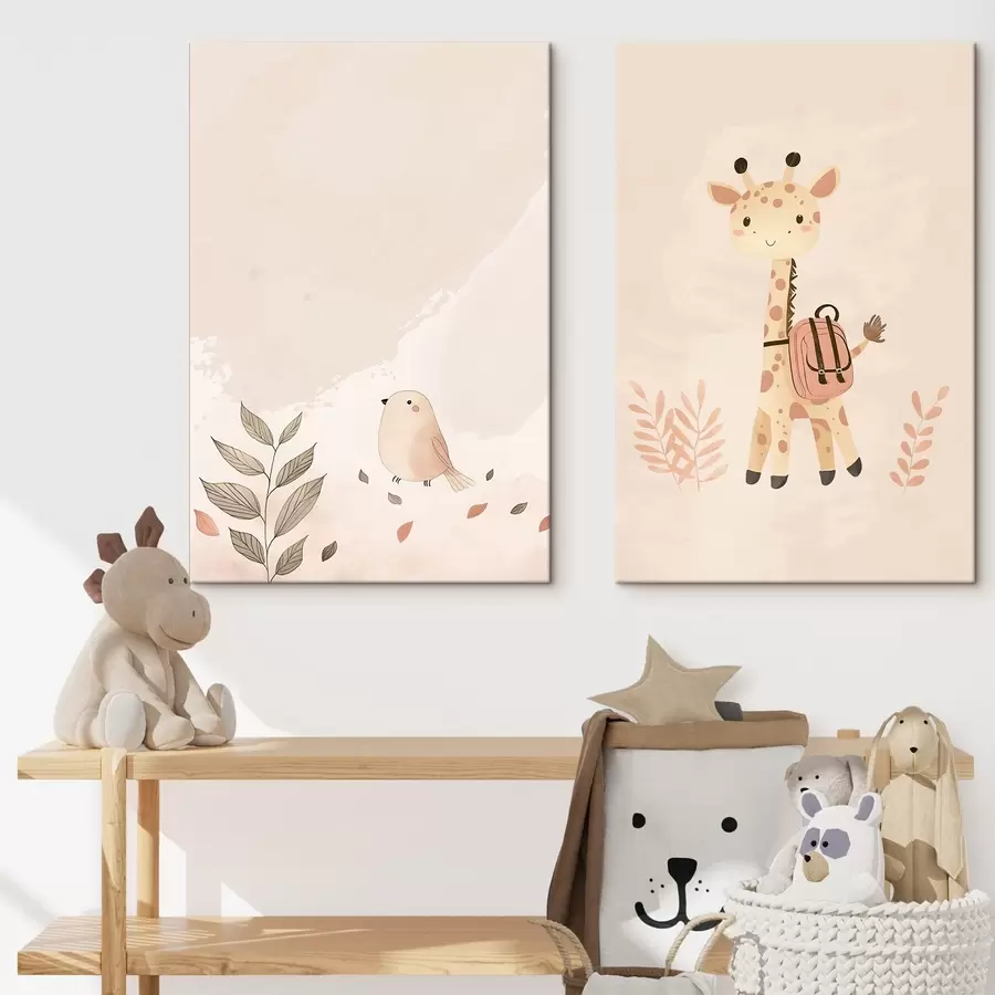 fotótapéta Zsiráf és madár m01148