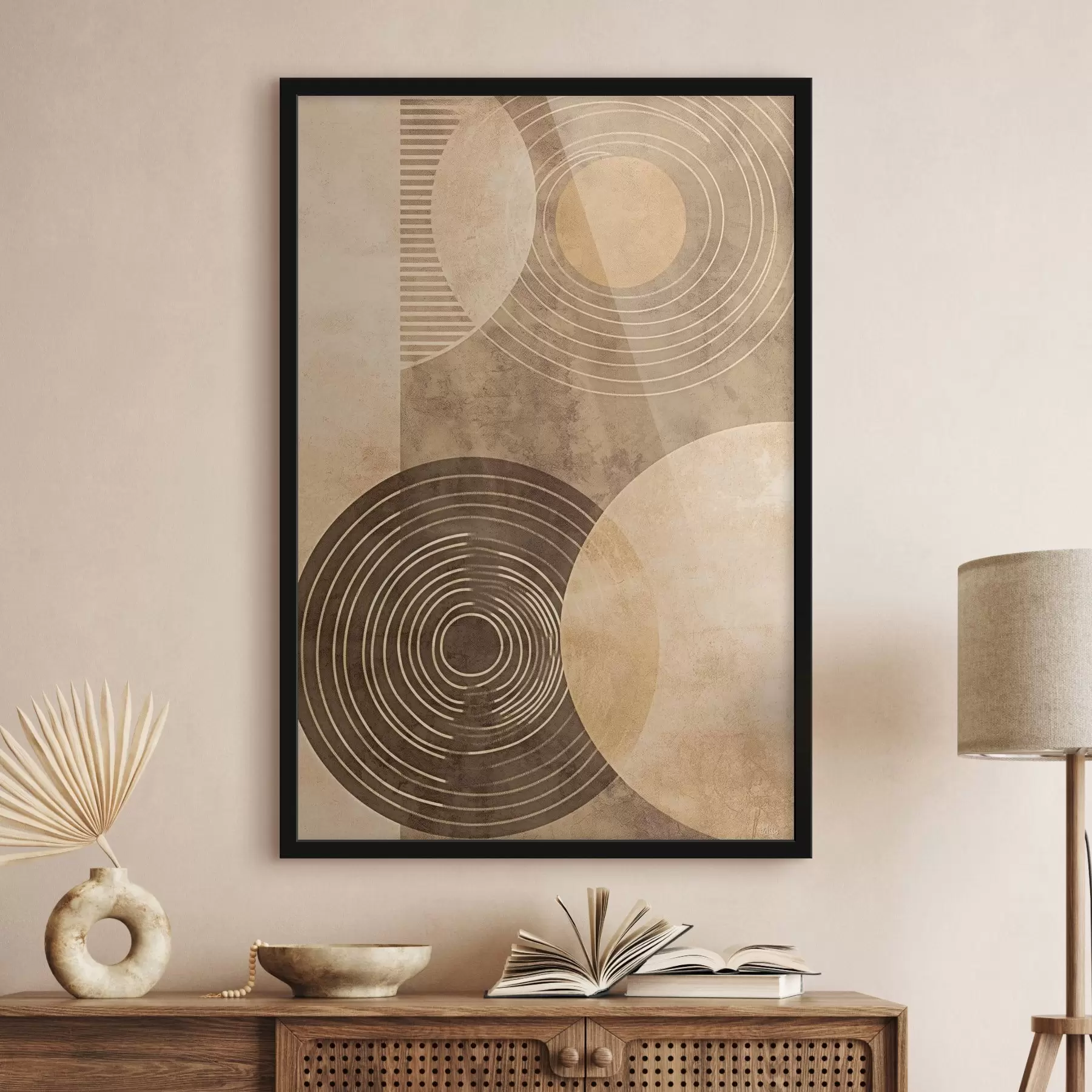 fotószőnyeg Körök semleges színekben f47082