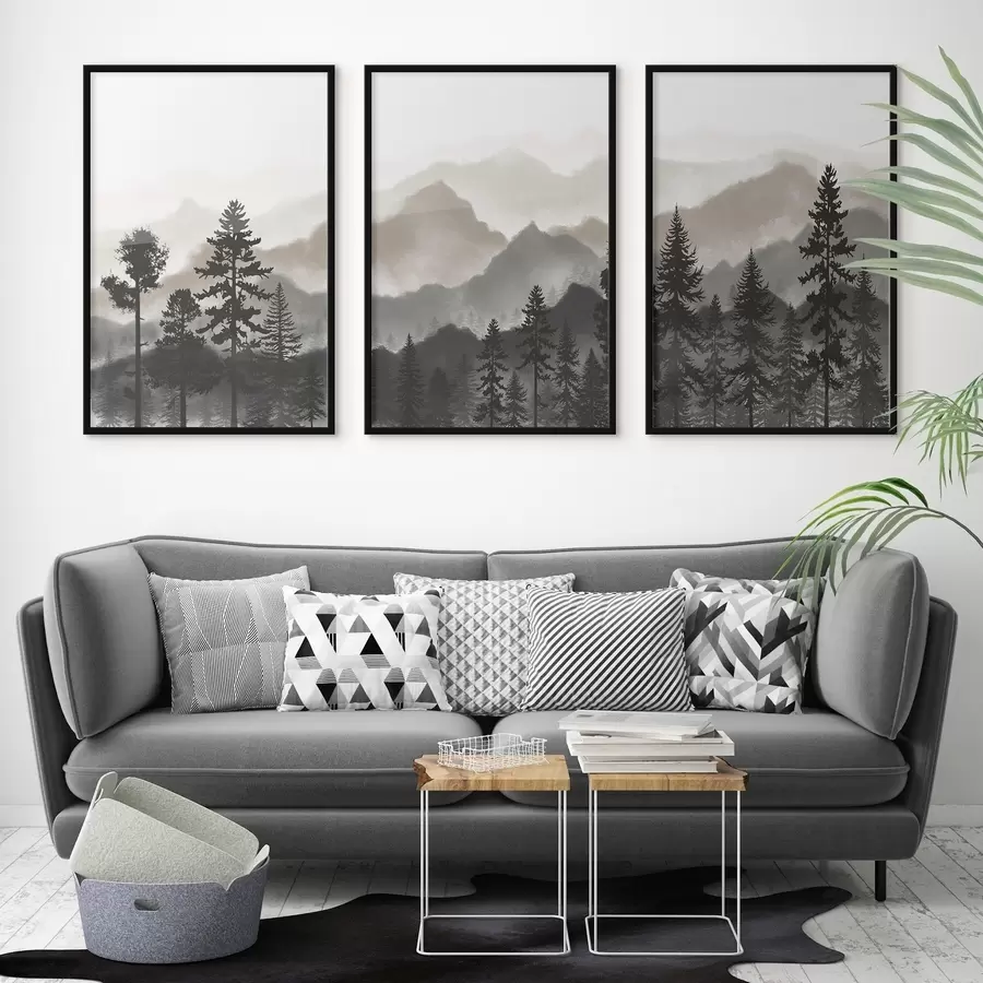 fotószőnyeg Nyugodt hegyvidéki táj fákkal d00244v1