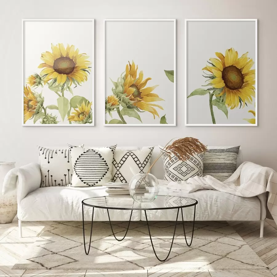 fotószőnyeg Színes akvarell napraforgók d00334