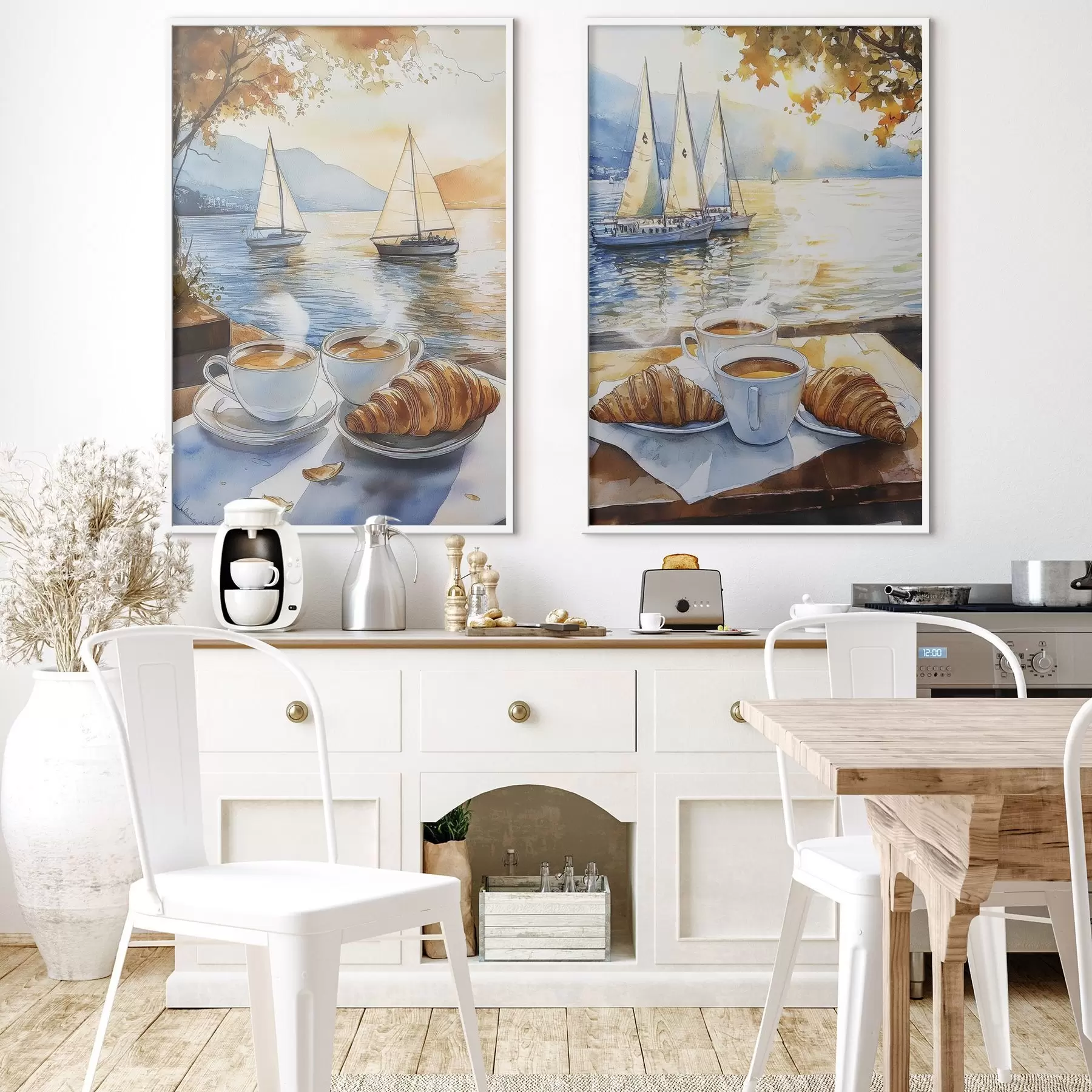 fotószőnyeg Naplemente a tavon kávéval, vitorlásokkal, természet, utazás d00407