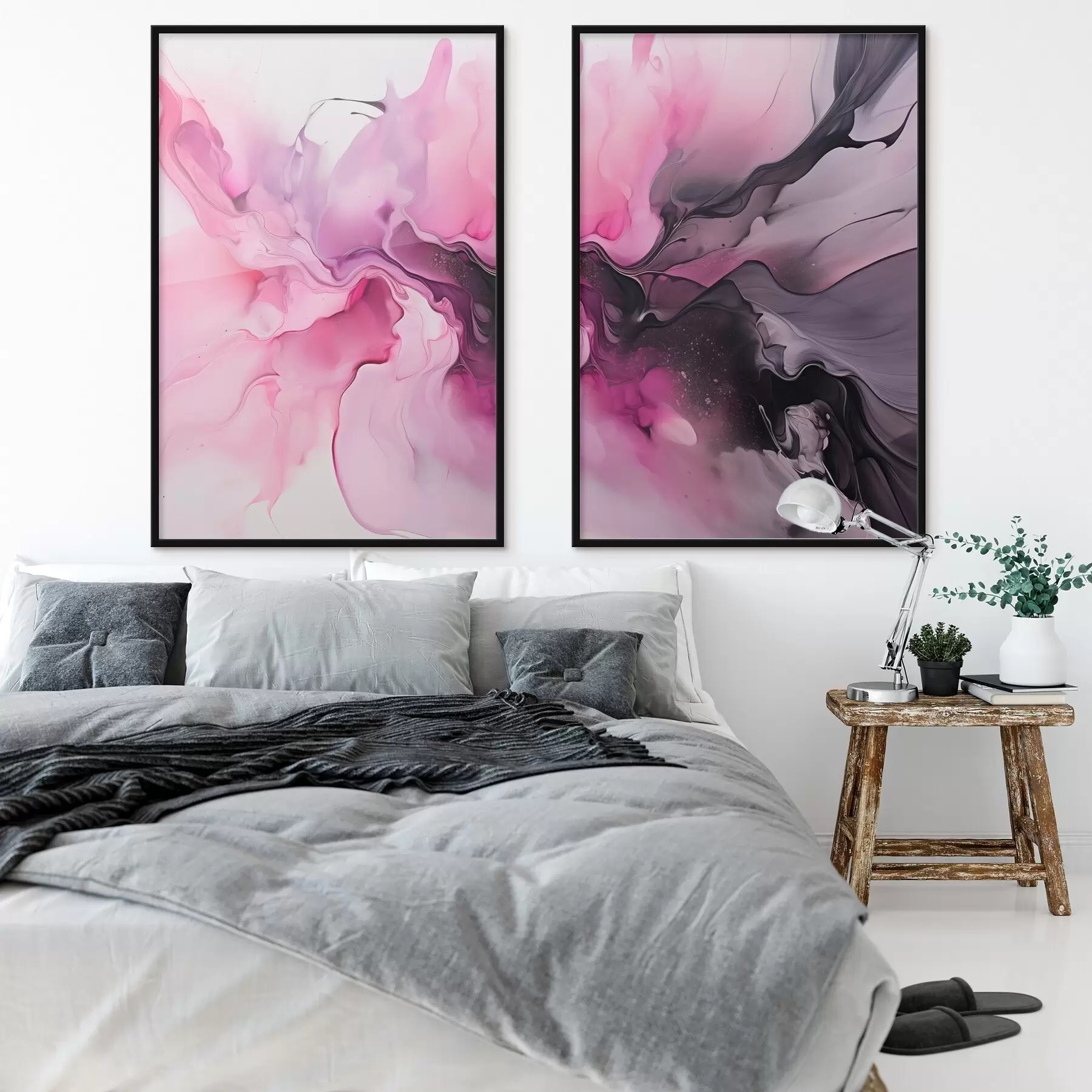 fotószőnyeg Absztrakt örvények rózsaszín, lila és fekete keverednek össze egy folyékony, szerves kompozícióban, ami a mozgás érzetét kelti d00532