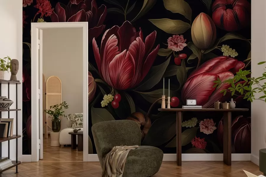 fotószőnyeg Sötét tulipánkert w05038