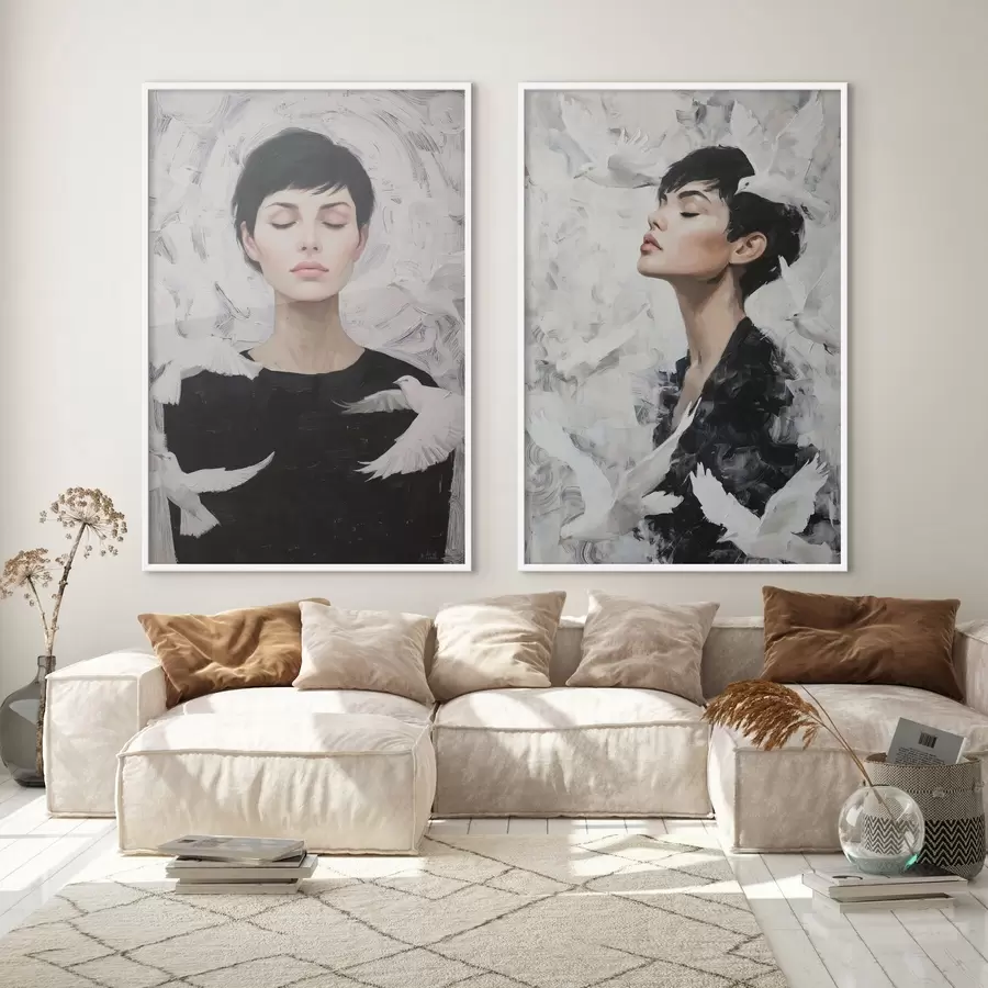 fotószőnyeg Nő galambokkal d00923