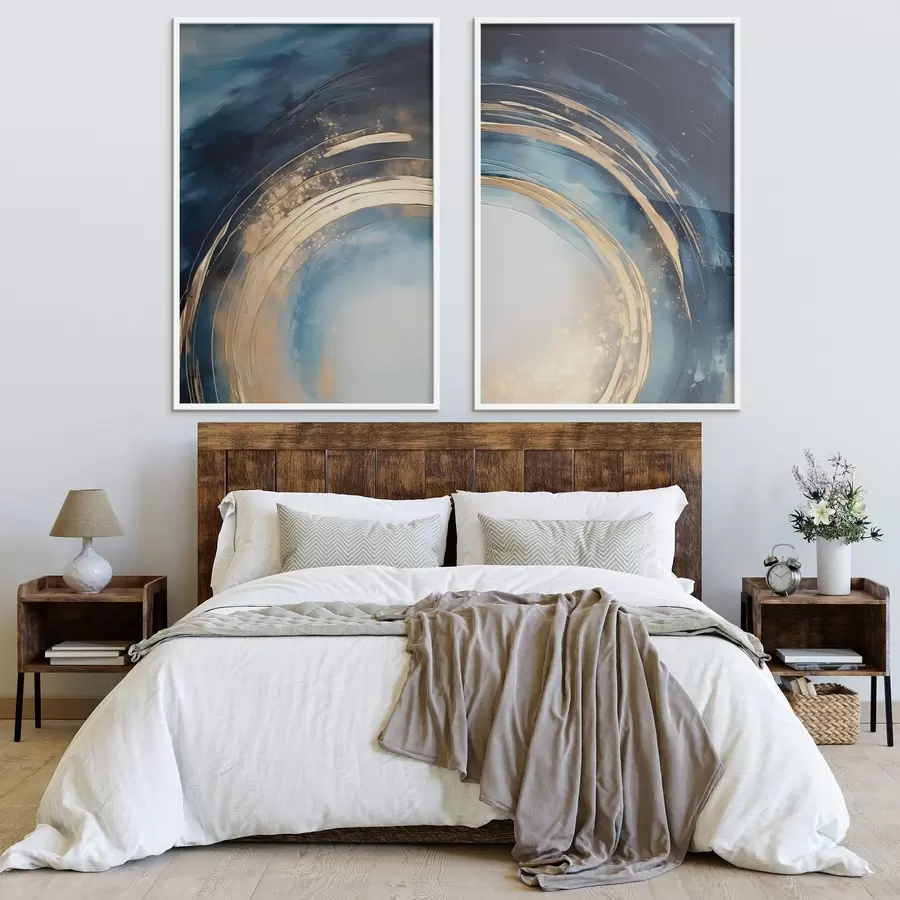 fotószőnyeg Éjfélkék kör alakú, fémes ívekkel d00969