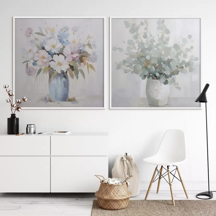 fotószőnyeg Virágok és eukaliptusz utánzat festmény d01017