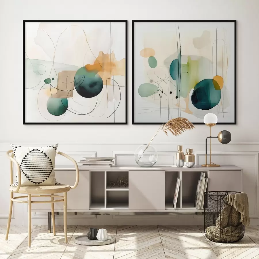 fotószőnyeg Kétrészes absztrakt kompozíció lágy színfoltokkal d00985