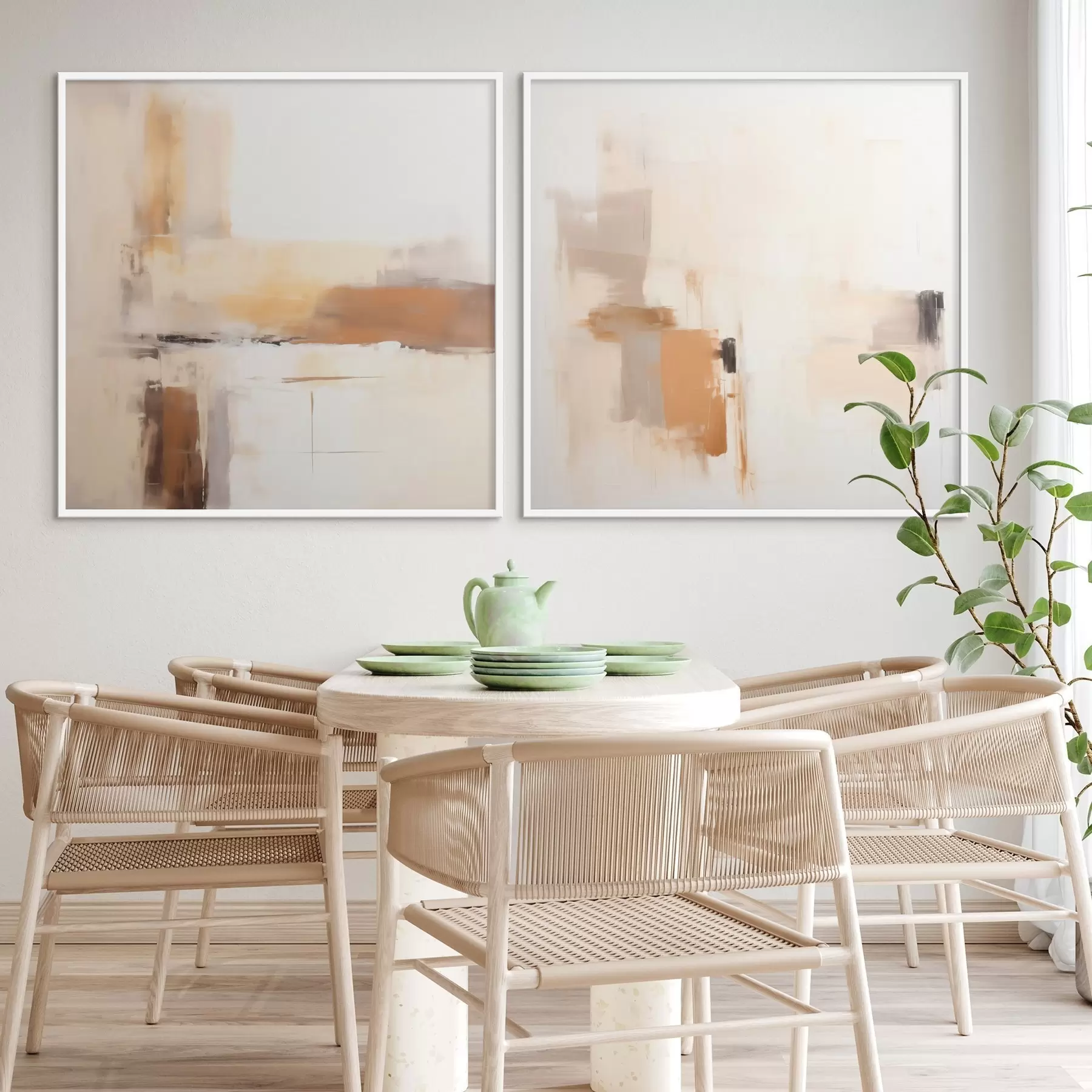 fotószőnyeg Stilizált absztrakció meleg árnyalatokkal, diptichon formátumban d00988