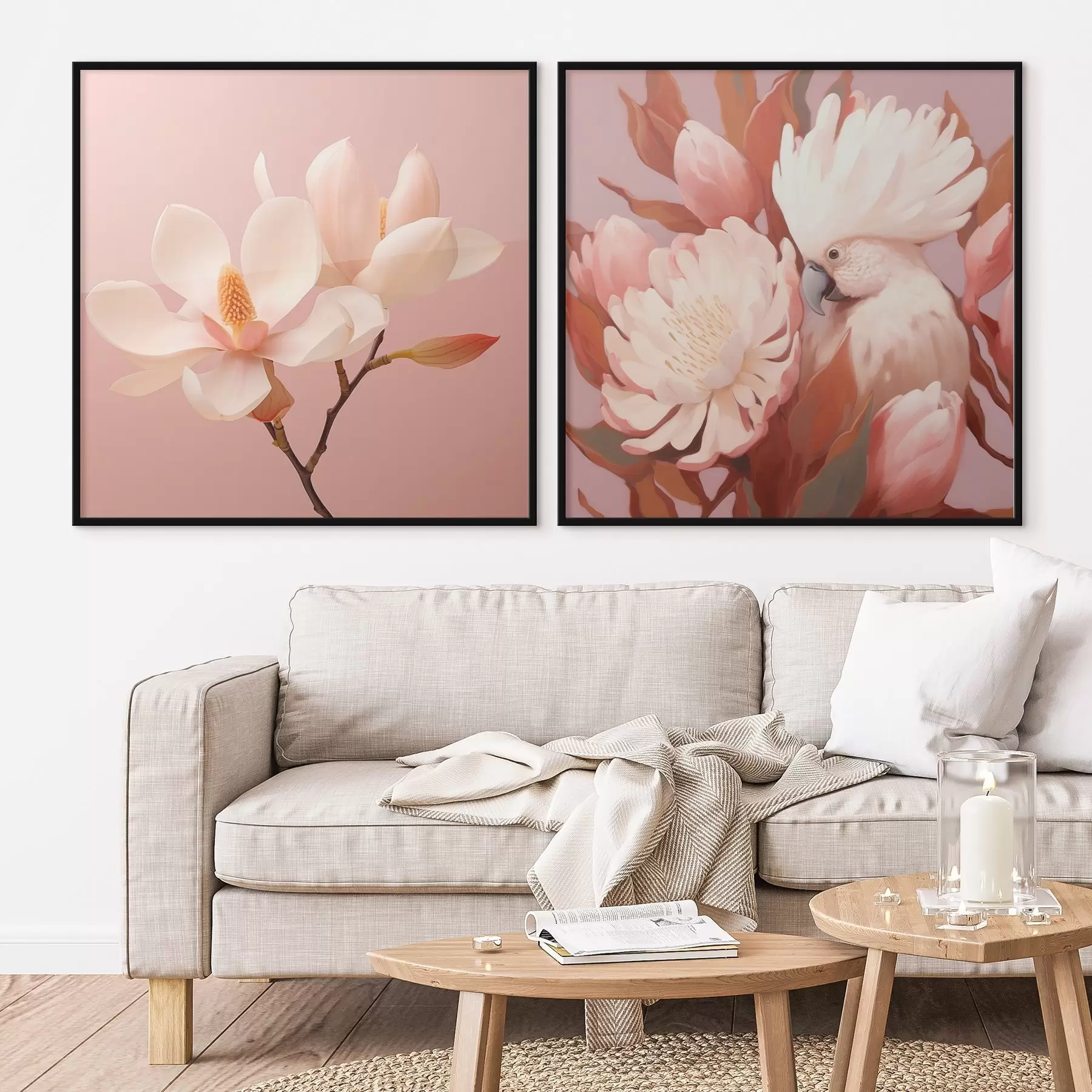 fotószőnyeg Virágkompozíció madárral, művészi illusztrációs stílusban d00994