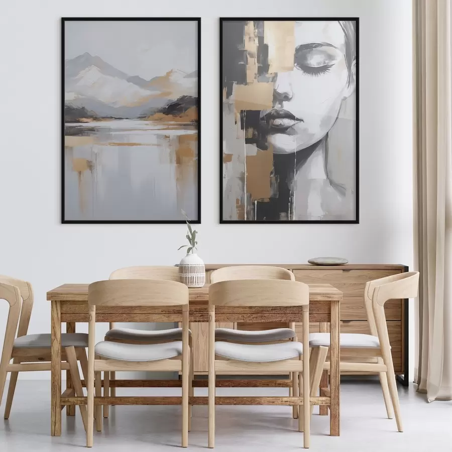 fotószőnyeg Absztrakt hegyvidéki táj és portré d01058