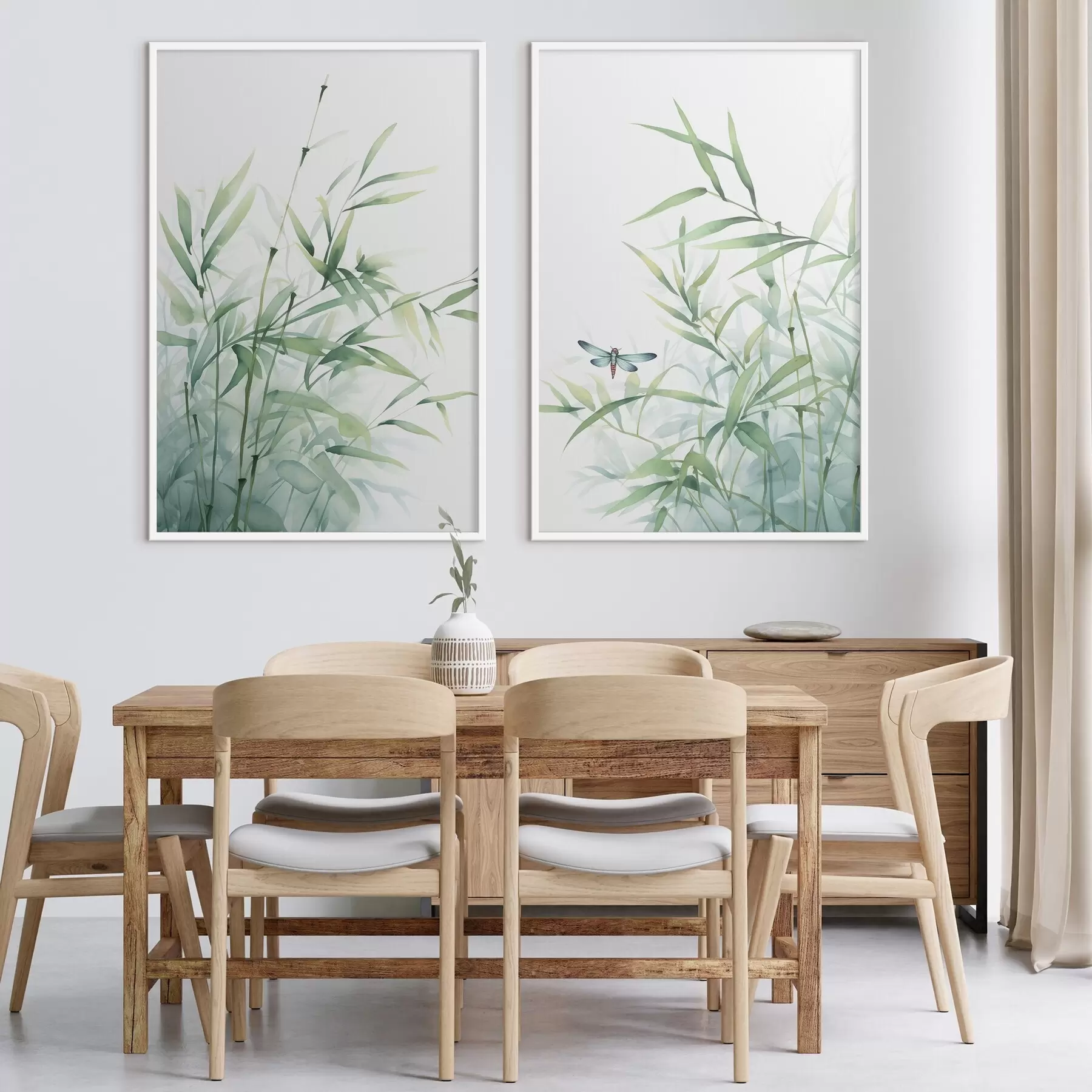 fotószőnyeg Bambusz növények, akvarell imitáció d01062