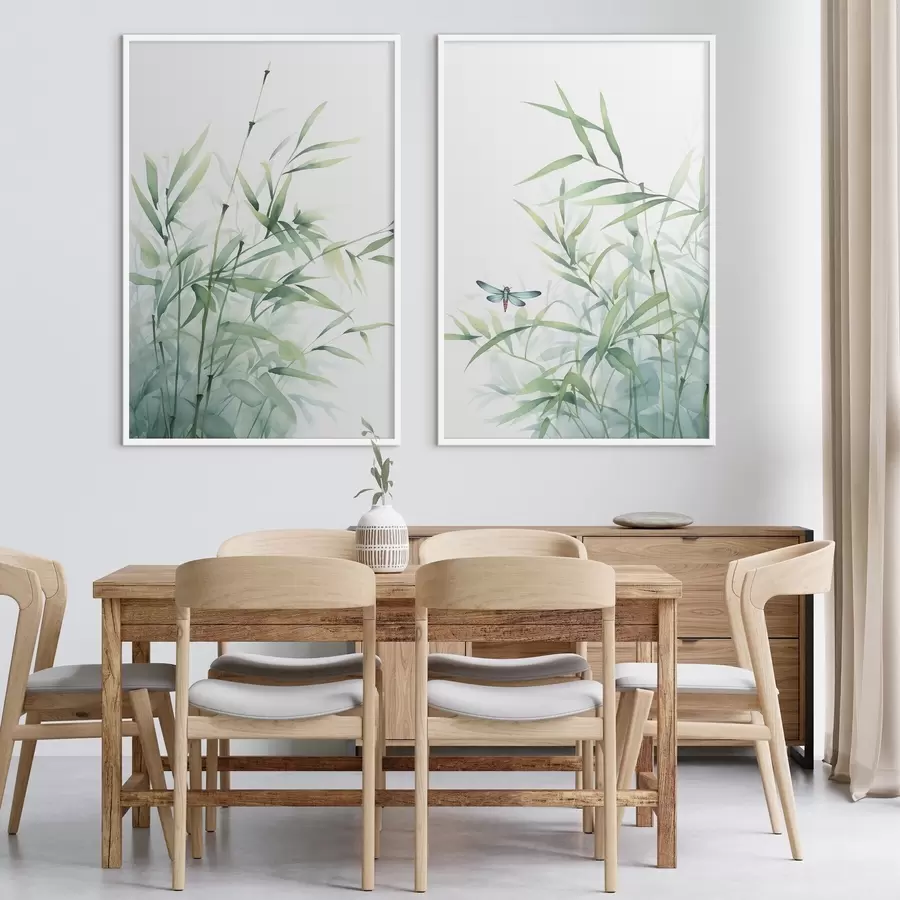 fotószőnyeg Bambusz növények, akvarell imitáció d01062