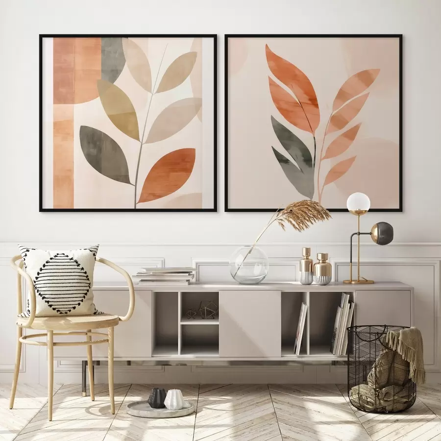 fotószőnyeg Stilizált növényábrázolás nyugodt színvilágban d00984