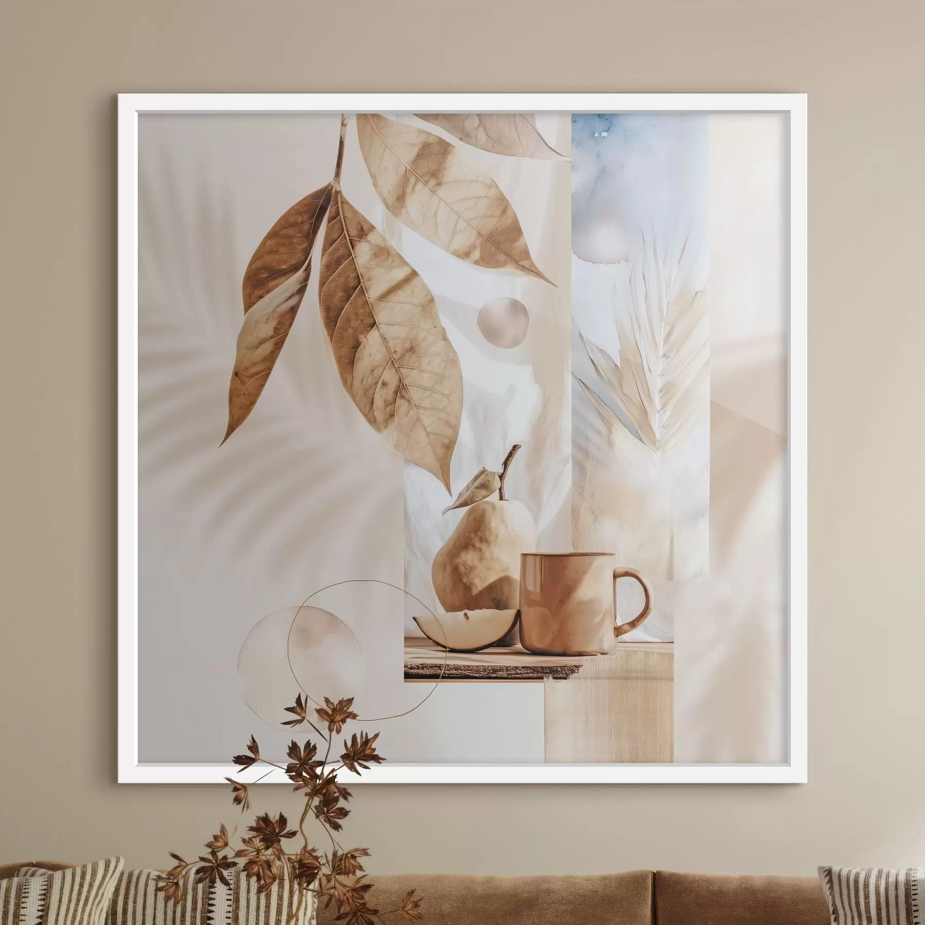 fotószőnyeg Absztrakt, levelekkel, körtével és csészével f47047