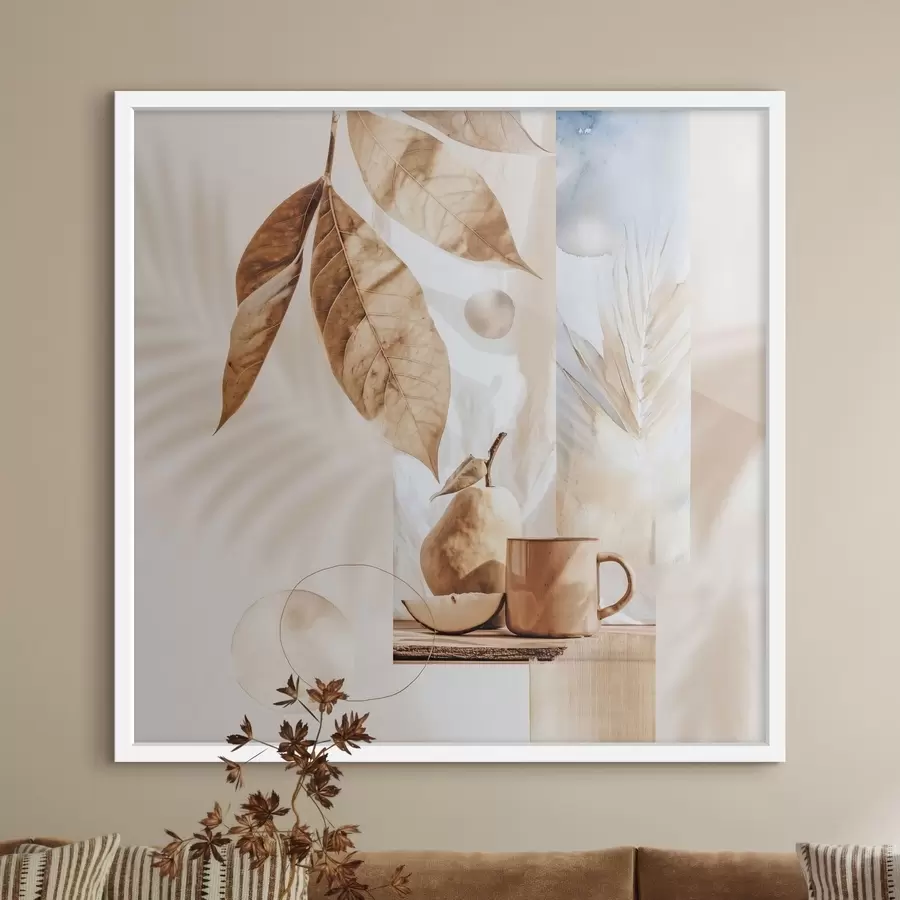 fotószőnyeg Absztrakt, levelekkel, körtével és csészével f47047
