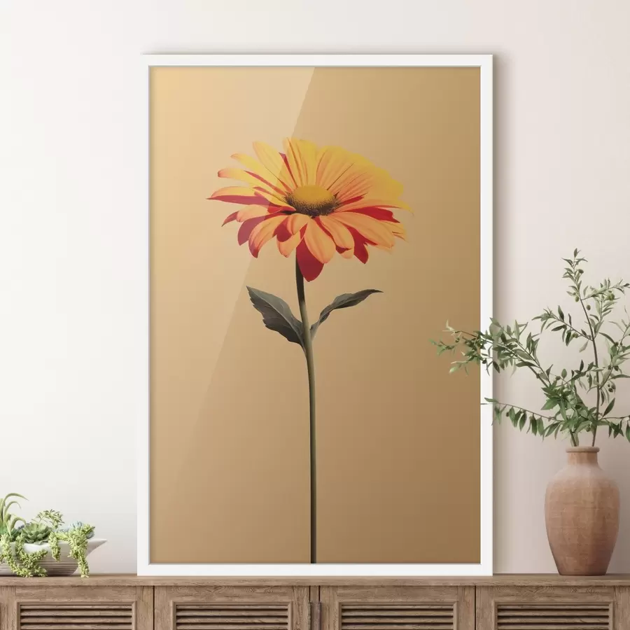 fotószőnyeg Gerbera virág szilárd háttér előtt, lágy fényben, minimalista stílusban f46928