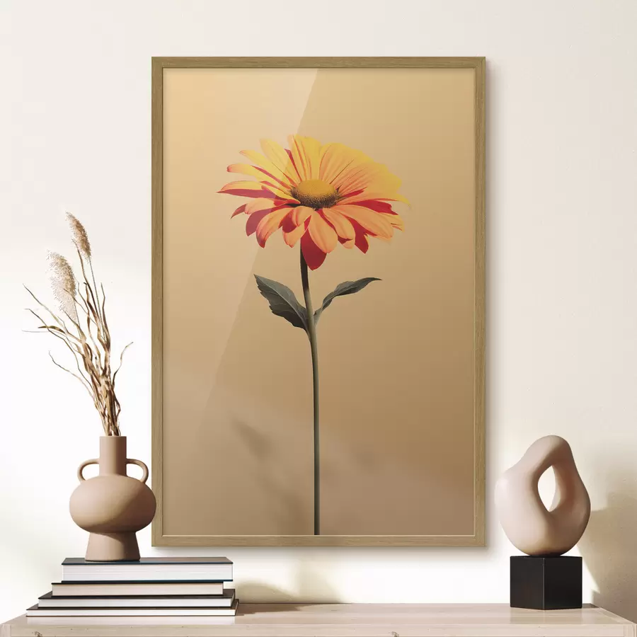 fotószőnyeg Gerbera virág szilárd háttér előtt, lágy fényben, minimalista stílusban f46928