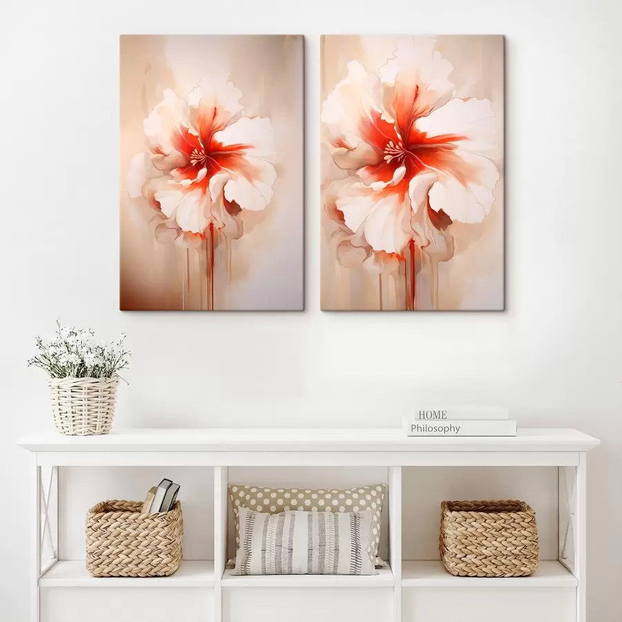 fotótapéta Fehér korallszirmok absztrakt háttér előtt, nyugodt kompozíció m01089