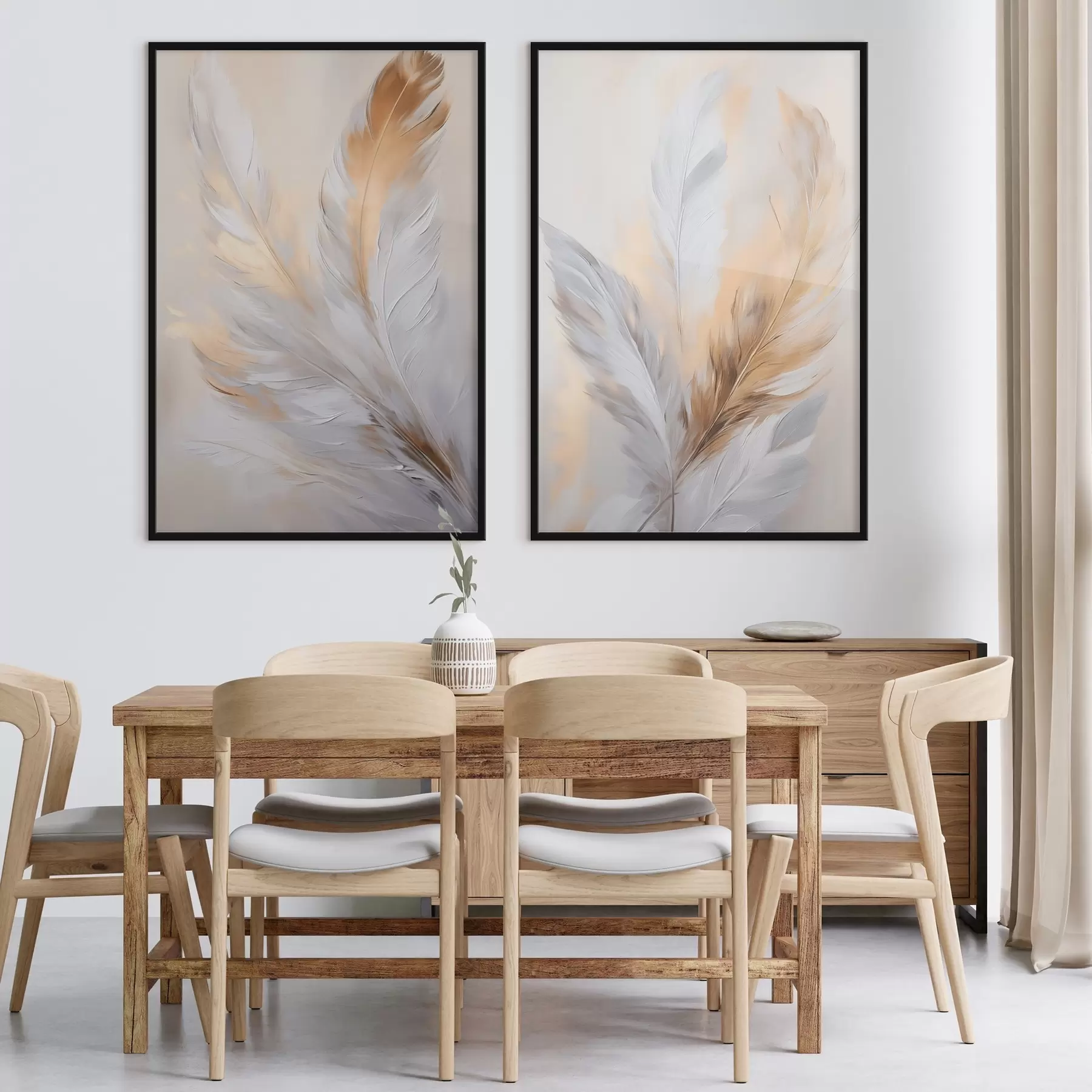 fotószőnyeg Narancssárga akcentussal díszített tollak, texturált minimalista kompozíció, modern művészet d00828