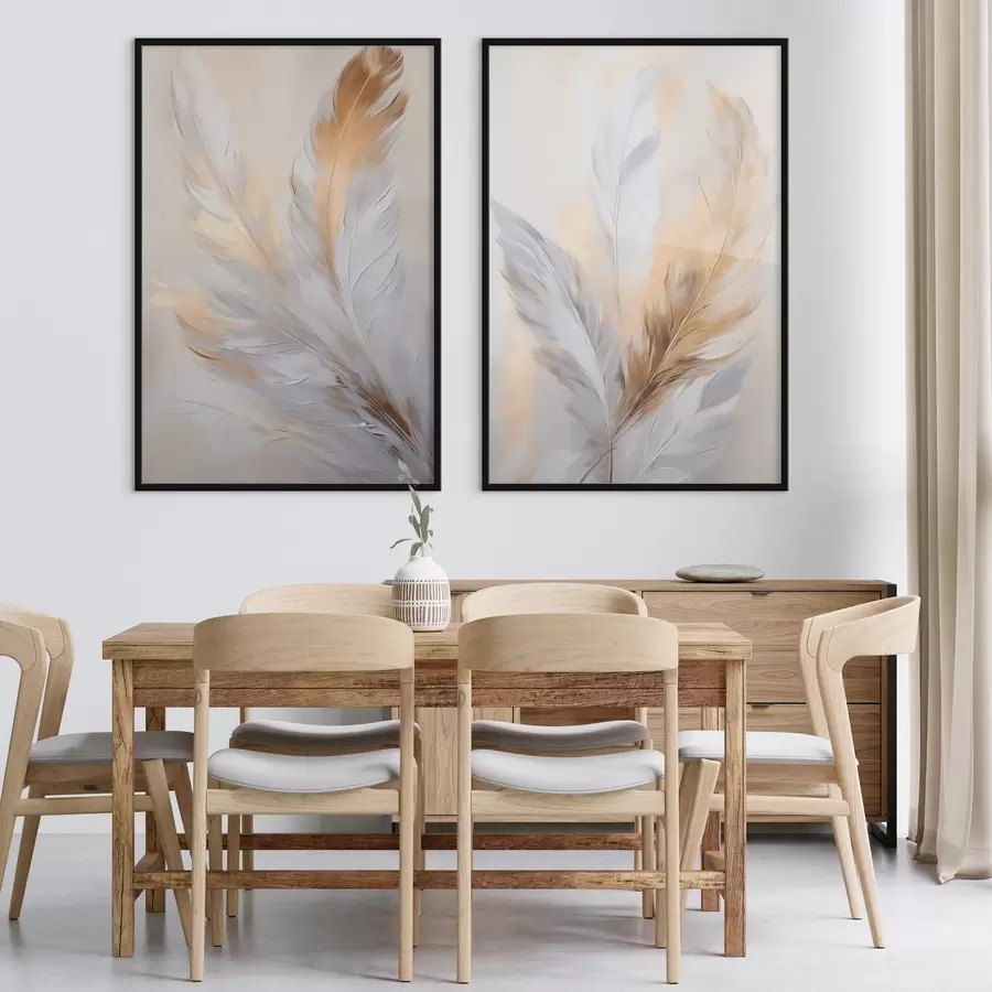 fotószőnyeg Narancssárga akcentussal díszített tollak, texturált minimalista kompozíció, modern művészet d00828